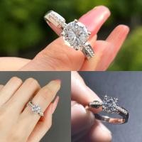 ราคา แหวนเพชรโมอิส 1 กะรัต บ่าข้างล้อมด้วยเพชร 10 ตังค์ เงินแท้ 92 5 A5278 (18167438629)