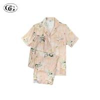 ราคา G G ชุดนอน เสื้อแขนสั้นคอปก กางเกงขายาว ผ้าเรย่อน ลายดอกไม้ EN3R006 สีชมพูอ่อน OP (22369562059)