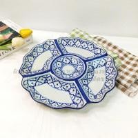 ราคา ถาดออเดิร์ฟ 5 หลุมลายสัปปะรด จานออเดิร์ฟลายสัปปะรด ถาดลายไทย ถาดลายสัปปะรด จานออเดิร์ฟลายคราม จาน5หลุม ขนาด 10 5นิ้ว 12นิ้ว เคลือบเงาอย่างดี (22360352076)