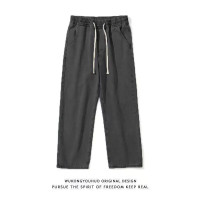 ราคา กางเกงวินเทจชาย ยีนส์ผู้ชายขากระบอก เนื้อผ้ายีนส์ล้างน้ำ ทรงหลวม วินเทจชาย กางเกงยีนขากระบอก กางเกงยีนส์ชาย (22014848497)