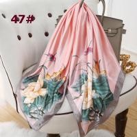 ราคา ผ้าโพกหัวลายพิมพ์ดอกไม้สวยงาม35 4 ผ้าคลุมไหล่ผ้าไหมซาตินสไตล์จีนที่รัดศีรษะกันลมสำหรับผู้หญิง (20942105454)