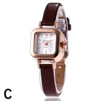 ราคา นาฬิกาควอตซ์สายรัดหนังบางนาฬิกาข้อมือหน้าปัดสี่เหลี่ยมแฟชั่นสำหรับผู้หญิงนาฬิกาข้อมือลำลอง Kado Pacar (21368743478)