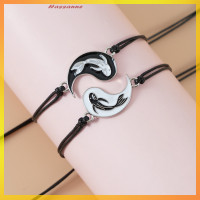 ราคา Hassanne ใหม่สร้อยข้อมือหยินหยางสำหรับผู้หญิงผู้ชายสร้อยข้อมือคู่รักทอมิตรภาพไทชิ (22539121541)