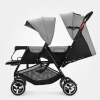 ราคา Beige รถเข็นเด็ก รถเข็นเด็กแฝด ปรับเอนนอนได้ นั่งเอน นอน รถเข็นเด็กพับได้ Baby stroller (23059838208)