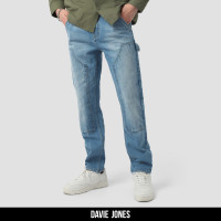 ราคา DAVIE JONES กางเกงคาร์เพนเตอร์ ยีนส์ Relax Fit Carpenter Jeans CO0025 สีฟ้า กรม (21909841655)