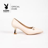 ราคา Playboy รองเท้าคัชชูส้นสูง ลิขสิทธิ์แท้ รุ่น ST H241C1162 ดีไซน์แต่งเส้นเพชรส้นทอง มี 2 สี สีดำและสีขาว (21495884327)