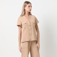 ราคา ESPADA เสื้อนิตดีไซน์ชอว์ล คอลลาร์ ผู้หญิง สีเบจ I Shawl Collar Knit Top I 04952 (23091987752)