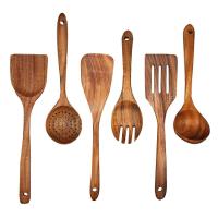 ราคา BYTX Wooden Spoons for CookingWooden Cooking Utensils 6Pcs Wooden Kitchen Utensil Set Wooden Utensils for Cooking (22250789803)