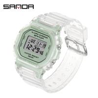 ราคา SANDAแฟชั่นนาฬิกาสปอร์ตผู้หญิงใสสายLEDนาฬิกาดิจิตอลสุภาพสตรีนาฬิกาอิเล็กทรอนิกส์กันน้ำช็อกทหารนาฬิกา (3778090501)
