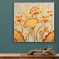 ราคา ภาพวาดบัวตกแต่งห้องนั่งเล่นห้องนอนเอเชียตะวันออกเฉียงใต้ไทยฟอยล์ทองภาพจิตรกรรมฝาผนังกรอบจิตรกรรมฝาผนังมือทาสีน้ำมันวินเทจ (21385386952)