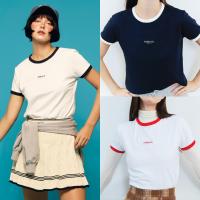 ราคา Dude and Co DC Ringer Crop เสื้อยืด เสื้อครอป (22878404979)