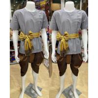 ราคา ชุดไทยผู้ชาย ชุดไทยพื้นเมือง เสื้อคอกลมผ้าคอตตอน โจงกระเบน ผ้าคาด (22758221955)