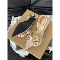 ราคา เรียบหรู ฤดูร้อน รองเท้าส้นสูง ผู้หญิง สวมใส่กลางแจ้ง Cross Buckle Low Cut Floral Pointed Toe Sandals วัสดุ PU สบาย (22266909050)