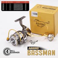 ราคา NEW Small Fishing รอกสปินนิ่ง Ashino รุ่น BassMan 4 BB สี เงิน ทอง เบอร์ 1000 6000 (22801936171)