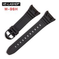 ราคา Velashop สายนาฬิกา CASIO สายยางเรซิ่นสีดำคุณภาพดี หัวพลาสติก สำหรับใส่นาฬิกาข้อมือคาสิโอ CASIO รุ่น W 96H (21930893960)
