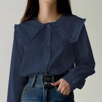 ราคา BRANCHÉ เสื้อสตรีฤดูใบไม้ร่วงเกาหลีสีทึบแขนยาวปกกะลาสีเสื้อทำงาน B241022 (23040421005)