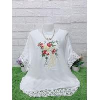 ราคา เสื้อผ้าผู้หญิง ผ้าลินินปักลายสวยๆ รอบอก48 50 52 54 56 ผ้าไม่บาง ติดมุกสวยๆลายปักสวยดูดี (15088986538)