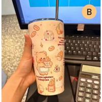 ราคา แก้วน้ำหมีเนย แก้วเก็บความเย็น กระติกน้ำร้อน แก้วกาแฟ สเตนเลส พร้อมหลอดดูด กระติกเก็บความเย็น เก็บความเย็น (22528596492)