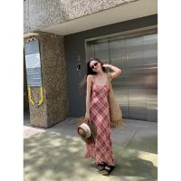 ราคา Luna Shop ชุดเดรสเอี๊ยมลายสก๊อตสีแดงย้อนยุคสำหรับผู้หญิง ชุดเดรสยาวคอวีที่ทันสมัยและเซ็กซี่ (23052589824)