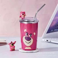 ราคา แก้ว การ์ตูนดิสนีย์ หมี Lotso น่ารัก แถมฟรีหลอดสแตนเลส เก็บความเย็น ดิสนีย์ 450ml (21404977443)
