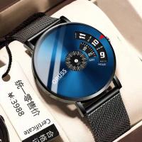 ราคา Original stainless steelleather luxury fashion waterproof black watch mens luminous Korean version quartz Swiss watch (21031631303)