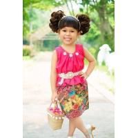 ราคา ชุดเด็กเสื้อคอกระเช้าโบว์พร้อมกระโปรงซิ่นสั้น แฟชั่นสงกรานต์ (21378188247)