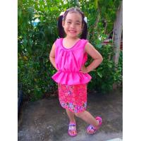 ราคา ชุดเด็กเสื้อคอกระเช้าโบว์พร้อมกระโปรงซิ่นสั้น แฟชั่นสงกรานต์ (21378188261)