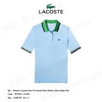 ราคา Lacoste เสื้อโปโลหญิง รุ่น Women s Lacoste Slim Fit Colored Neck Stretch Cotton Pique Polo Code PF7251 10 PE1 (22564513376)