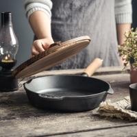 ราคา Nonstick Frying Pan Cast Iron Pan Skillets with Wooden Handle Nonstick Frying Pan 25cm (21489632483)
