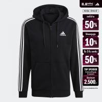 ราคา adidas ไลฟ์สไตล์ เสื้อฮู้ดผ้าฟลีซซิปยาวเต็มตัว Essentials 3 Stripes ผู้ชาย สีดำ GK9051 (22433693823)