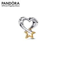 ราคา Pandora Gold Heart and star sterling silver and 14k gold plated charm (22906432157)