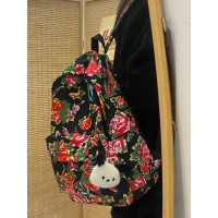 ราคา Van Flower Cotton Polyester Bag Street สไตล์อินเทรนด์กระเป๋าเป้สะพายหลังกันน้ําขนาดกลางสําหรับวิทยาเขตและเยาวชน (21249309231)