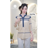 ราคา Chanan เสื้อคอจีน ดีเทลลายขวาง แขนยาวปิดศอก กระดุมหน้าใช้งานได้ สีสวย ผ้าใส่สบาย มี3สี รุ่น0279 (23102977804)