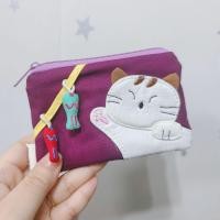 ราคา น่ารัก สุภาพสตรี Pure ผ้าฝ้าย ซิป กระเป๋าเสื้อ กระเป๋าใส่เหรียญผ้าสองชั้นธีมแมว สไตล์เกาหลี งานปัก กระเป๋าสตางค์ลายสัตว์ (19945590722)