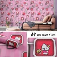 ราคา วอลเปเปอร์ติดผนัง สติ๊กเกอร์ตกแต่งห้อง ลายคิตตี้ Wallpaper pvc กันน้ำ มีกาวในตัว กว้าง 45 ซม ยาว 10 เมตร (18336677134)