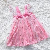 ราคา เดรสฟรุ้งฟริ้ง สายเดี่ยวระบายแขนปักดอกไม้ 3D น่ารัก สำหรับเด็กผู้หญิง (22007377160)