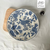 ราคา NP Ceramic จานเซรามิค จานตื้น จานซุป แก้วเอส แก้วมัค ลายดอกสีน้ำเงิน เข้าไมโครเวฟได้ (22174984935)