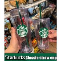 ราคา Starbucks 710มล แก้วใสแก้วแบบมีหลอดสีเขียวแบบพกพาแฟชั่นที่เรียบง่ายแก้วแบบมีหลอด (22537441034)