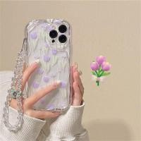 ราคา เคส Upaitou สำหรับ IPhone 15 14 13 12 11 Pro Max X XR Xs Max 8 7 6S Plus เคสโทรศัพท์ดอกทิวลิปสีม่วงอ่อน3มิติพร้อมเคสโทรศัพท์โซ่ (22272772621)