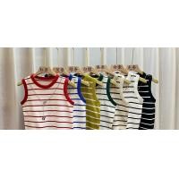 ราคา เสื้อกล้ามผู้หญิงฤดูร้อนแบบใหม่เข้ารูปใส่แล้วดูผอมเพรียวคนตัวเล็กคอกลมแขนกุดลายทางถักสายโซ่หวาน (23055918270)