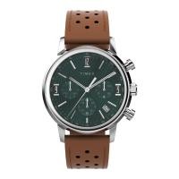 ราคา Timex TW2W10100 Marlin Chronograph Tachymeter Leather Strap Watch 40mm (22199272665)