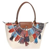 ราคา Authentic longchamp Le Pliage Collier Massai Limited Edition Waterproof nylon dumpling bag Shoulder Bags long handle L size L1899655B51 Beige color made in france (21971082279)