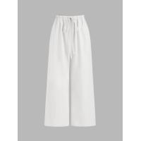 ราคา Cider Linen blend Low Rise Solid Knotted Wide Leg Trousers (22199476911)