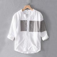 ราคา เสื้อเชิ้ตผ้าลินินแบบบางสำหรับฤดูร้อนเสื้อเชิ้ตชายแขนเจ็ดส่วนเสื้อเชิ้ตแขนสั้นผ้าฝ้ายผสมผ้าลินินสไตล์วินเทจสไตล์ญี่ปุ่น (23088780151)