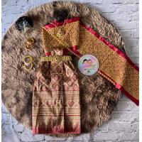 ราคา ชุดไทยสไบสำเร็จปักมุก ผ้าถุงหน้านางจับจีบ (22561643070)