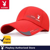 ราคา PLAYBOY 100 Cotton High quality Baseball Cap Mens Spring and Summer Hats Sun shading Ins Tide Baseball Cap Female Long Brim Sun Hat (22999829060)