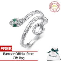 ราคา BAMOER แหวนงูชุบทองคำขาวกับมรกต CZ ตาปรับได้สำหรับผู้หญิงแหวนหัวใหญ่เครื่องประดับออกแบบงูเอกลักษณ์ YIR246 (22865108096)