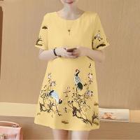 ราคา 2024เดรสสาวอวบ women dress ชุดเดรสสวยๆหรู เดรสออกงานหรูๆ ชุดเดรสสาวอวบxxxxl ชุดเดรสพิมพ์ลายนกกระเรียนมงคลจีน ชุดเดรส MIDI อเนกประสงค์เหนือเข่ากระโปรง (22688299353)