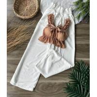 ราคา กางเกงขายาวผ้าวอมมากับสายเดี่ยวสุดสวยแต่งผูกโบว์มีฟองน้ำ (19408888595)