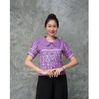 ราคา เสื้อลายขอ เสื้อคู่ คอจีนคอบัว ลายขอพระราชทาน (22387242159)